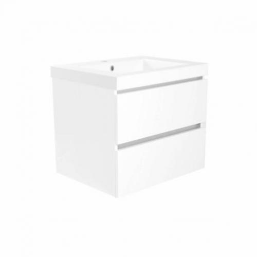 Badkamermeubel Luna 60X47 Met Wastafel Wit (2 Laden)
