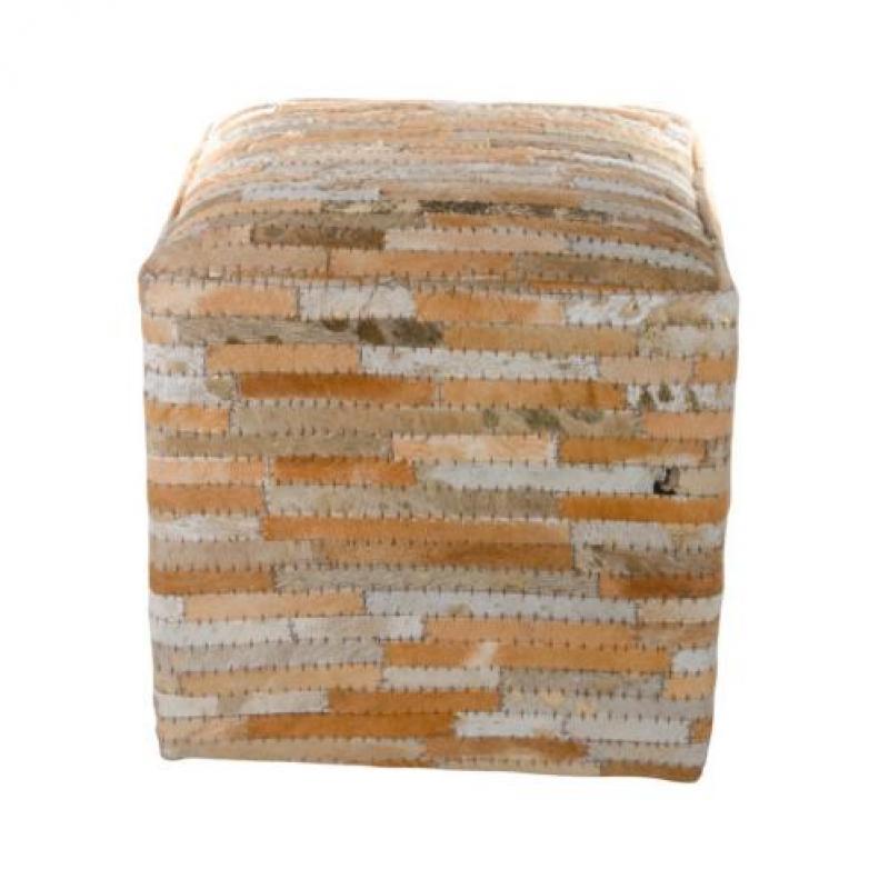 Gerecycled Leer en Zijde Poef Hocker Voetenbank Fair Trade