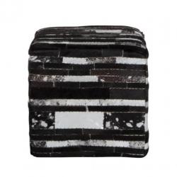 Gerecycled Leer en Zijde Poef Hocker Voetenbank Fair Trade