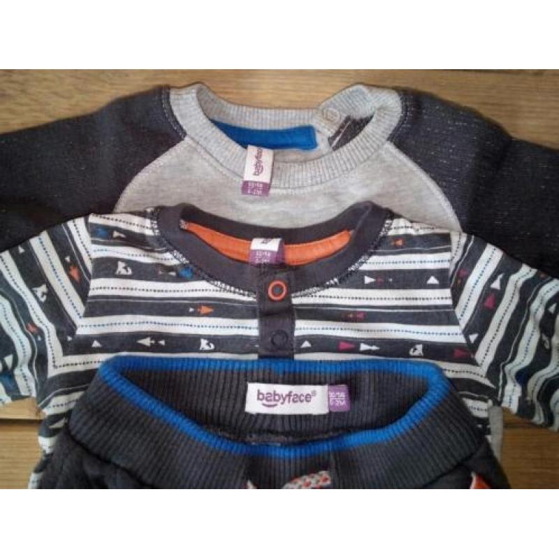 3delig setje Babyface:Longsleeve, trui, broek maat 50/56